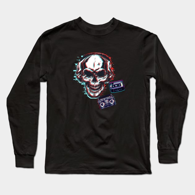 Skull Music Rock Long Sleeve T-Shirt by JeffDesign